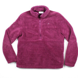 Vineyard Vines Sherpa Pullover Womens Small Purple Half Zip Cozy Warm Preppy